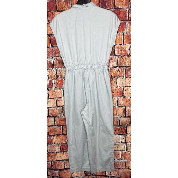 Madewell Sage Green Short Sleeve Zip Pocket Coverall Jumpsuit Petite Size 00P - Picture 6 of 7